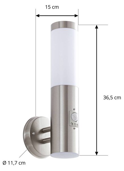 Lampa zewnętrzna z czujnikiem ruchu Kristof Lindby, aluminiowy / szary / cynkowy, stal szlachetna, nowoczesny