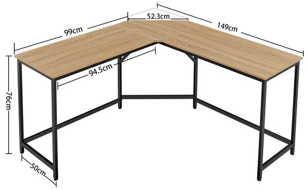 Minimalistyczne narożne metalowe biurko dąb sonoma N7-W45