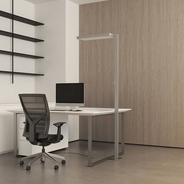 Arcchio lampa stojąca LED Timon, 54W, srebrna, wysokość 195 cm Timon Arcchio, możliwość ściemniania, aluminiowy / szary / cynkowy, biuro, aluminium, nowoczesny