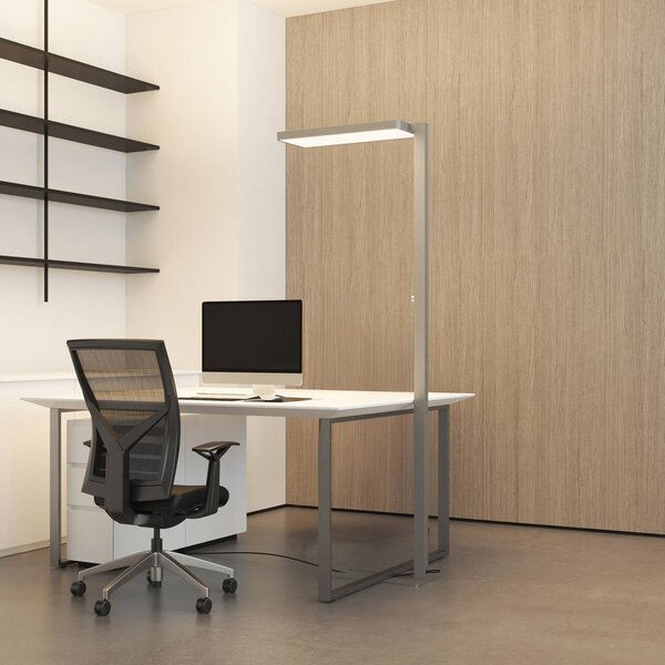 Arcchio lampa stojąca LED Timon, 54W, srebrna, wysokość 195 cm Timon Arcchio, możliwość ściemniania, aluminiowy / szary / cynkowy, biuro, aluminium, nowoczesny