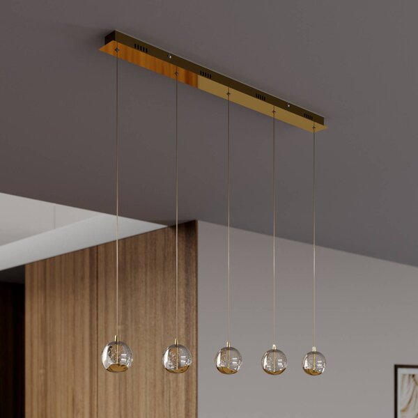 Lampa wisząca szklana Hayley Lucande, przezroczysty / transparentny, salon / jadalnia, szkło, nowoczesny
