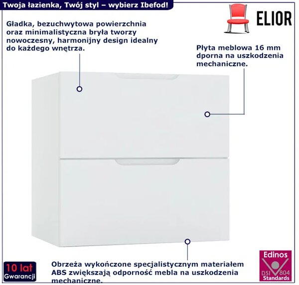 Jasnoszara szafka łazienkowa z szufladami 60 cm połysk C8-C93