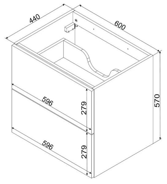 Jasnoszara szafka łazienkowa z szufladami 60 cm połysk C8-C93