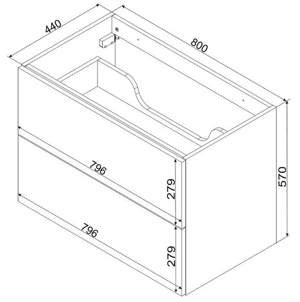 Szafka łazienkowa z 2 szufladami pod umywalkę jasnoszary mat 80 cm Z3-R29