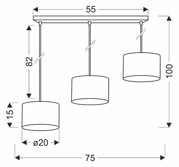 Szara potrójna nowoczesna lampa wisząca - 23X D255 G9-H35