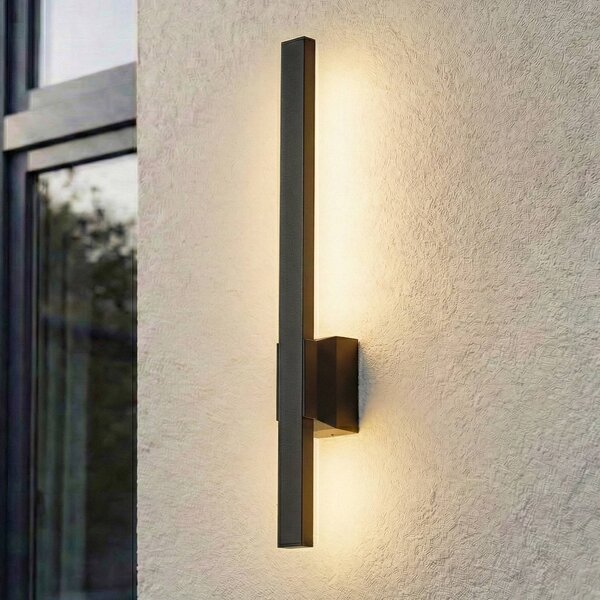 Kinkiet zewnętrzny LED Sakari Lindby, czarny, aluminium, nowoczesny
