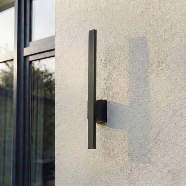 Kinkiet zewnętrzny LED Sakari Lindby, czarny, aluminium, nowoczesny