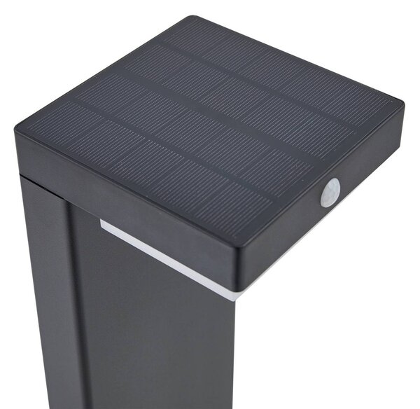 Lindby LED-słupek oświetleniowy solarny Eleazar, czarny, aluminium, czujnik Eleazar Lindby, możliwość ściemniania, czarny, aluminium, nowoczesny