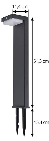 Lindby LED-słupek oświetleniowy solarny Eleazar, czarny, aluminium, czujnik Eleazar Lindby, możliwość ściemniania, czarny, aluminium, nowoczesny