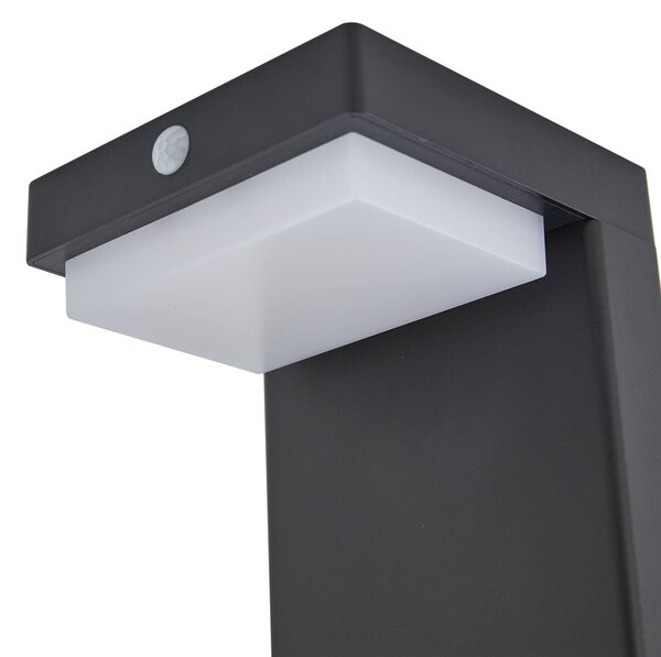 Lindby LED-słupek oświetleniowy solarny Eleazar, czarny, aluminium, czujnik Eleazar Lindby, możliwość ściemniania, czarny, aluminium, nowoczesny