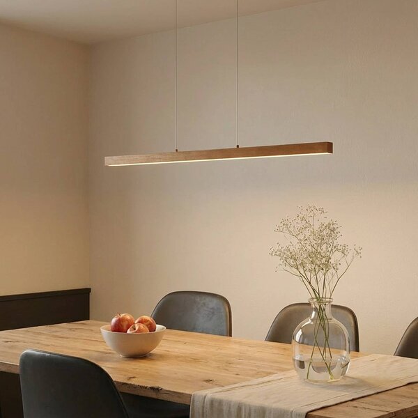 Lampa wisząca Nihalo Lucande, możliwość ściemniania, jasne drewno, salon / jadalnia, drewno, nowoczesny