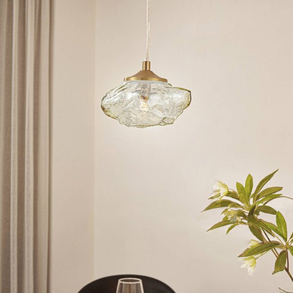 Lampa wisząca szklana Piatra Lindby, możliwość ściemniania, kremowy / amber, salon / jadalnia, szkło, nowoczesny