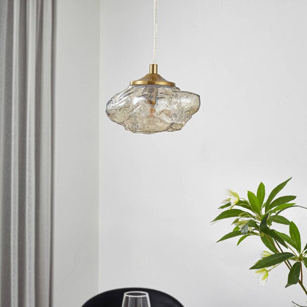 Lampa wisząca szklana Piatra Lindby, możliwość ściemniania, kremowy / amber, salon / jadalnia, szkło, nowoczesny