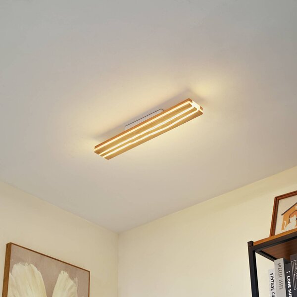 Lampa sufitowa LED Silja Lucande, jasne drewno, salon / jadalnia, drewno, nowoczesny