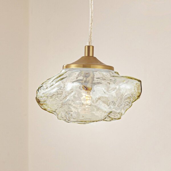 Lampa wisząca szklana Piatra Lindby, możliwość ściemniania, kremowy / amber, salon / jadalnia, szkło, nowoczesny