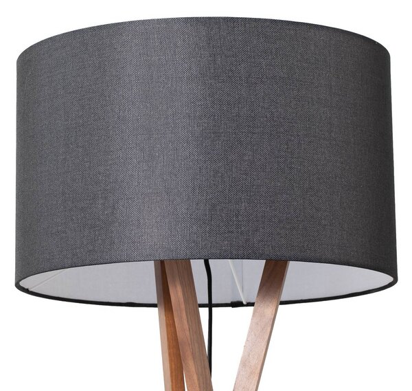 Lampa stojąca Auriane Lucande, ciemne drewno, salon / jadalnia, tkanina / materiał / jedwab, skandynawski