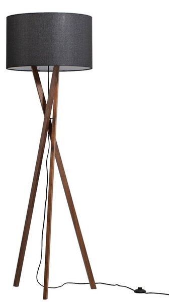 Lampa stojąca Auriane Lucande, ciemne drewno, salon / jadalnia, tkanina / materiał / jedwab, skandynawski