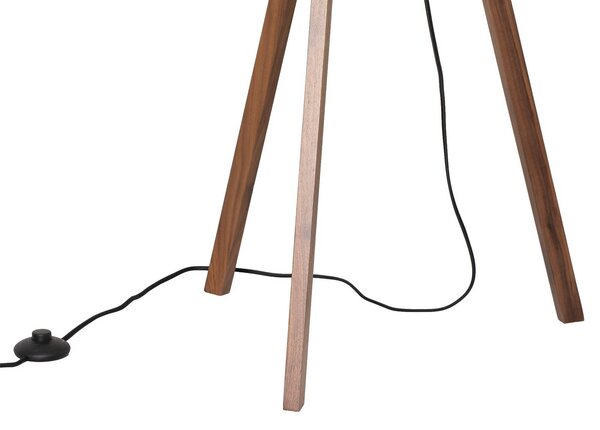 Lampa stojąca Auriane Lucande, ciemne drewno, salon / jadalnia, tkanina / materiał / jedwab, skandynawski