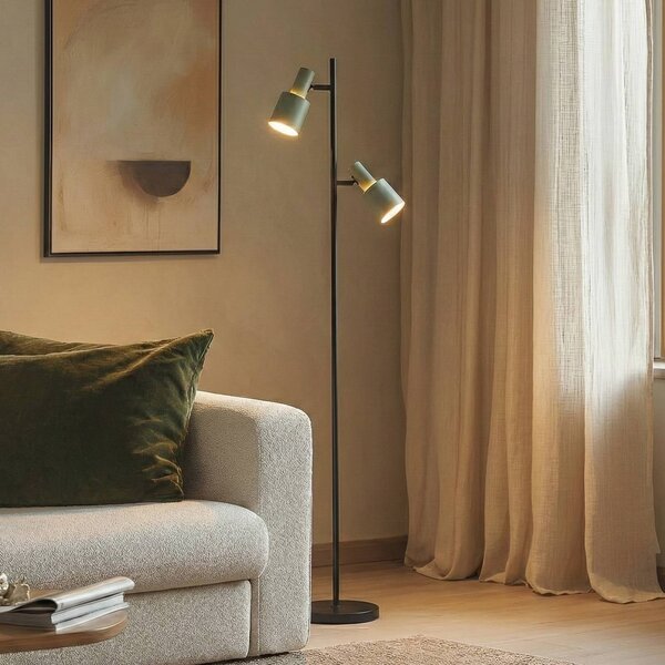 Lampa stojąca Ovelia Lindby, czarny, salon / jadalnia, metal, nowoczesny