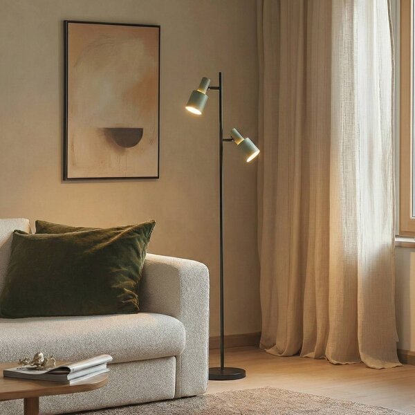 Lampa stojąca Ovelia Lindby, czarny, salon / jadalnia, metal, nowoczesny