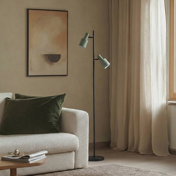 Lampa stojąca Ovelia Lindby, czarny, salon / jadalnia, metal, nowoczesny