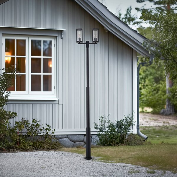 Lucande Lampa zewnętrzna Siveta, 240 cm, 2-punktowa, czarna, E27, IP65 Siveta Lucande, możliwość ściemniania, czarny, aluminium, nowoczesny