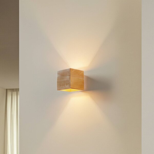 Kinkiet Ara SOLLUX LIGHTING, możliwość ściemniania, jasne drewno, salon / jadalnia, drewno, nowoczesny