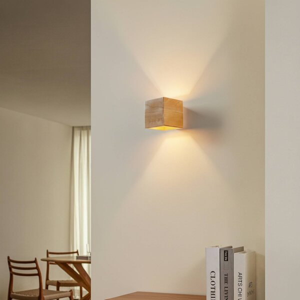 Kinkiet Ara SOLLUX LIGHTING, możliwość ściemniania, jasne drewno, salon / jadalnia, drewno, nowoczesny