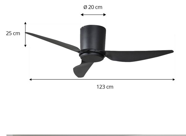 Wentylator sufitowy Lindby Aulo, czarny, DC, cichy, Ø 123 cm Aulo, czarny, salon / jadalnia, metal, nowoczesny