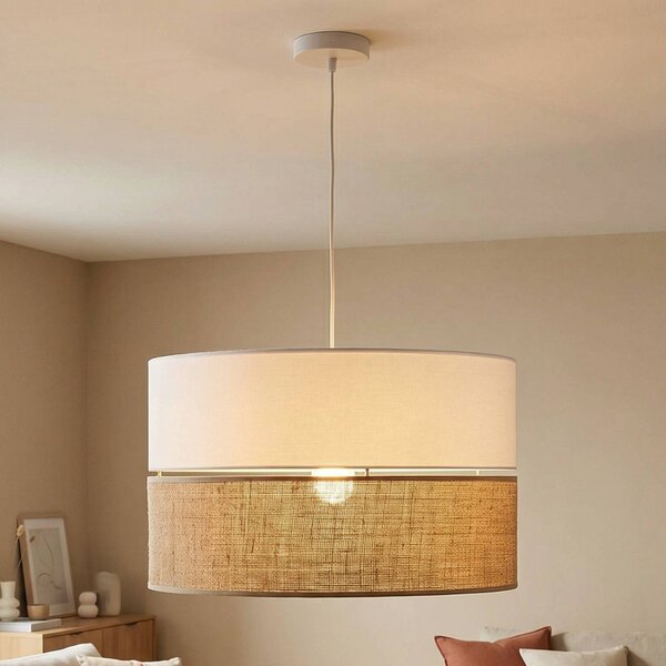 Lampa wisząca Linobianco TK Lighting, możliwość ściemniania, biały / opal, salon / jadalnia, tkanina / materiał / jedwab, nowoczesny