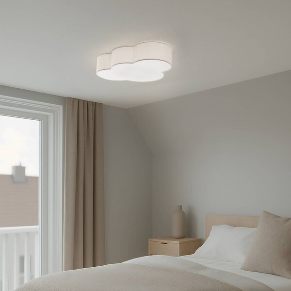 Lampa sufitowa Cloud TK Lighting, możliwość ściemniania, kremowy / amber, pokój dziecięcy, tkanina / materiał / jedwab, młodzieżowy