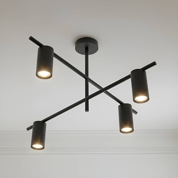 Lampa sufitowa Marilou Lindby, możliwość ściemniania, czarny, salon / jadalnia, metal, nowoczesny