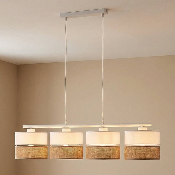 Lampa wisząca Linobianco TK Lighting, możliwość ściemniania, biały / opal, salon / jadalnia, tkanina / materiał / jedwab, nowoczesny
