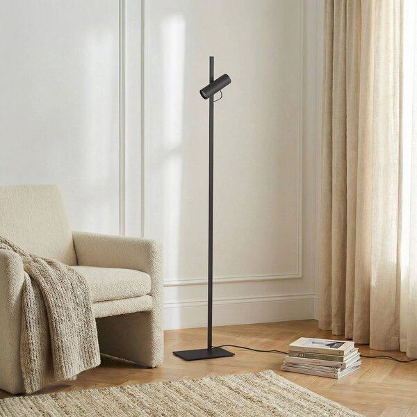 Lampa stojąca Lysias Lucande, czarny, salon / jadalnia, metal, nowoczesny