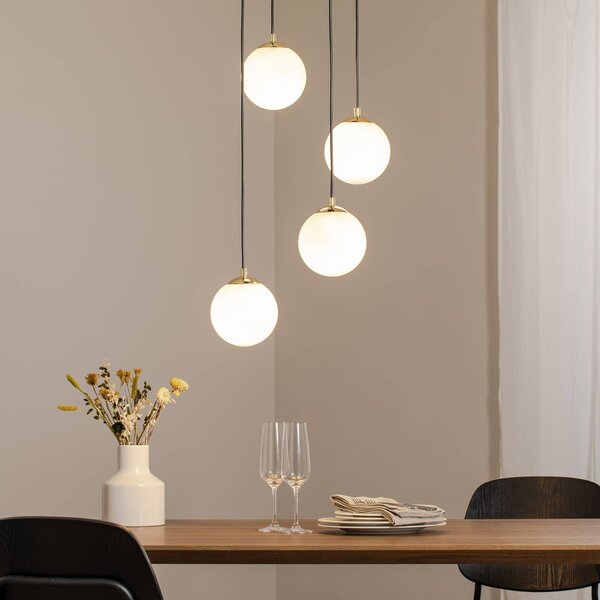 Lampa wisząca szklana Glassy Euluna, możliwość ściemniania, czarny, salon / jadalnia, szkło, nowoczesny
