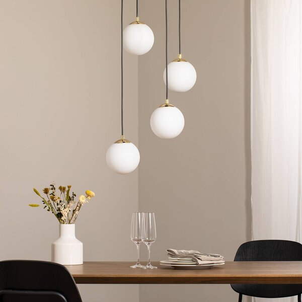 Lampa wisząca szklana Glassy Euluna, możliwość ściemniania, czarny, salon / jadalnia, szkło, nowoczesny