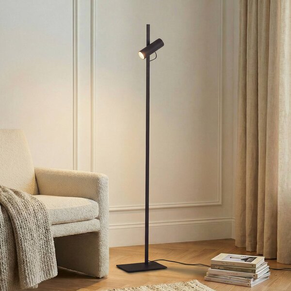 Lampa stojąca Lysias Lucande, czarny, salon / jadalnia, metal, nowoczesny