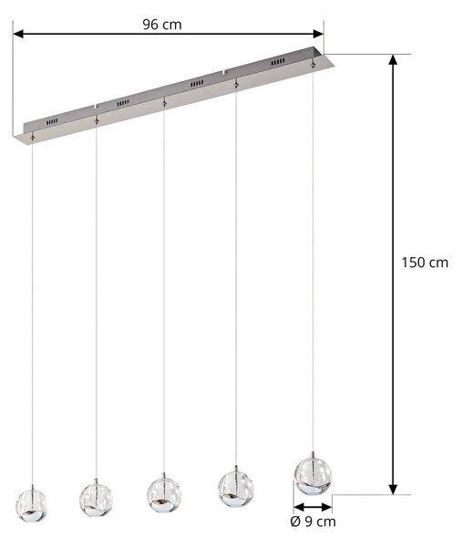 Lampa wisząca szklana Hayley Lucande, przezroczysty / transparentny, salon / jadalnia, szkło, nowoczesny