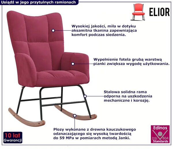 Czerwony nowoczesny fotel bujany do salonu B4-N85