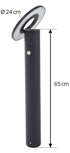 Arcchio słupek oświetleniowy LED Tovio, wysokość 81 cm, czujnik, antracyt Tovio, aluminiowy / szary / cynkowy, aluminium, nowoczesny