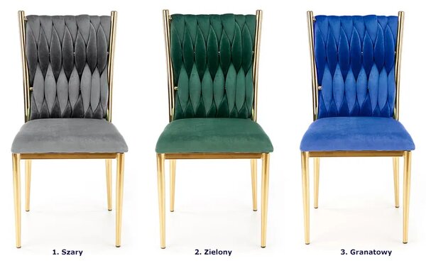 Zielone welurowe krzesło glamour N4-P05