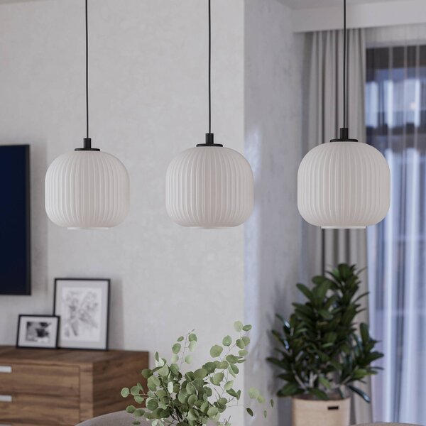 EGLO Lampa wisząca szklana Mantunalle, możliwość ściemniania, biały / opal, salon / jadalnia, szkło, skandynawski