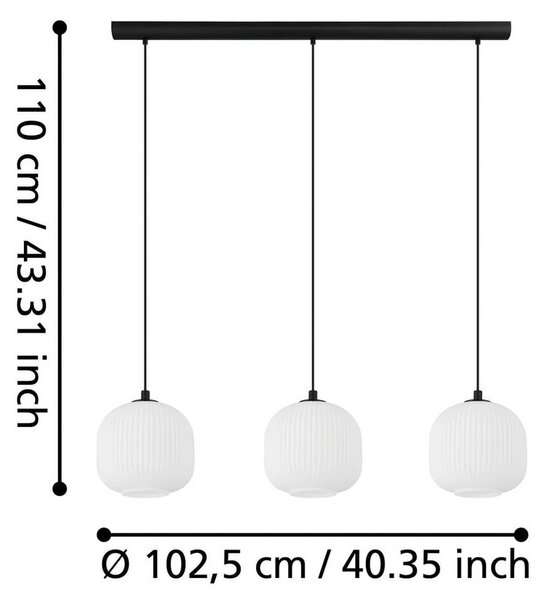 EGLO Lampa wisząca szklana Mantunalle, możliwość ściemniania, biały / opal, salon / jadalnia, szkło, skandynawski