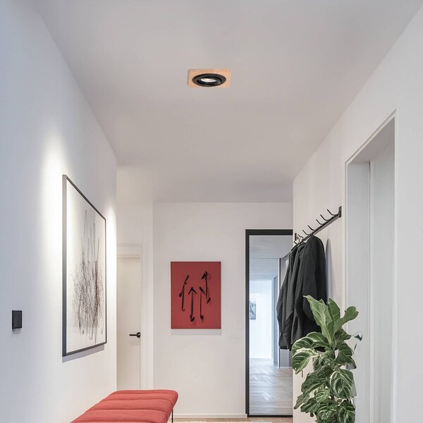 Lampa sufitowa wpuszczana Tobby, 10 x cm, drewno dębowe, GU10 Tobby Lamkur, możliwość ściemniania, jasne drewno, salon / jadalnia, drewno, skandynawski