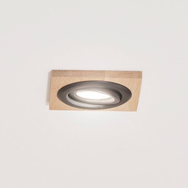 Lampa sufitowa wpuszczana Tobby, 10 x cm, drewno dębowe, GU10 Tobby Lamkur, możliwość ściemniania, jasne drewno, salon / jadalnia, drewno, skandynawski
