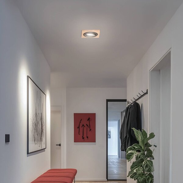 Lampa sufitowa wpuszczana Tobby, 10 x cm, drewno dębowe, GU10 Tobby Lamkur, możliwość ściemniania, jasne drewno, salon / jadalnia, drewno, skandynawski