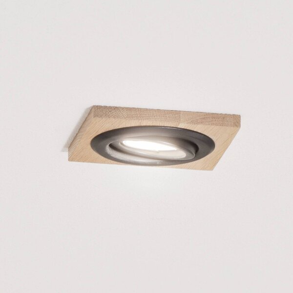 Lampa sufitowa do wbudowania Tobby, 10 x cm, zestaw 3 szt. drewno dębowe GU10 Tobby Lamkur, możliwość ściemniania, jasne drewno, salon / jadalnia, drewno, skandynawski