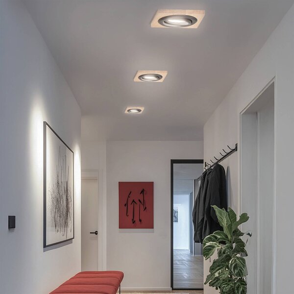 Lampa sufitowa do wbudowania Tobby, 10 x cm, zestaw 3 szt. drewno dębowe GU10 Tobby Lamkur, możliwość ściemniania, jasne drewno, salon / jadalnia, drewno, skandynawski
