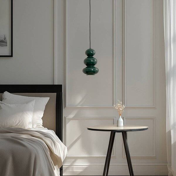 Lampa wisząca Oman Argon, możliwość ściemniania, zielony, salon / jadalnia, szkło