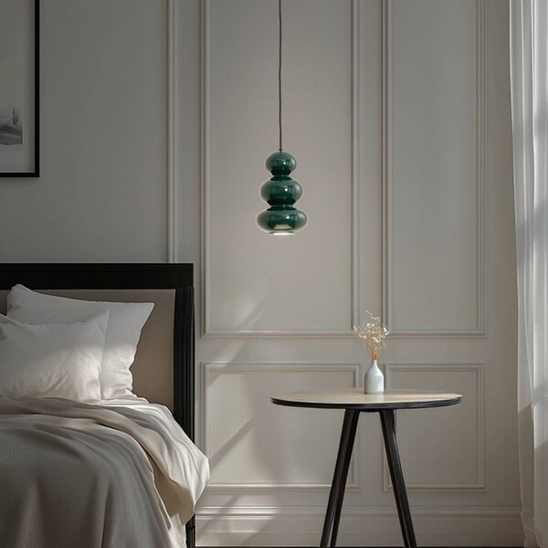 Lampa wisząca Oman Argon, możliwość ściemniania, zielony, salon / jadalnia, szkło